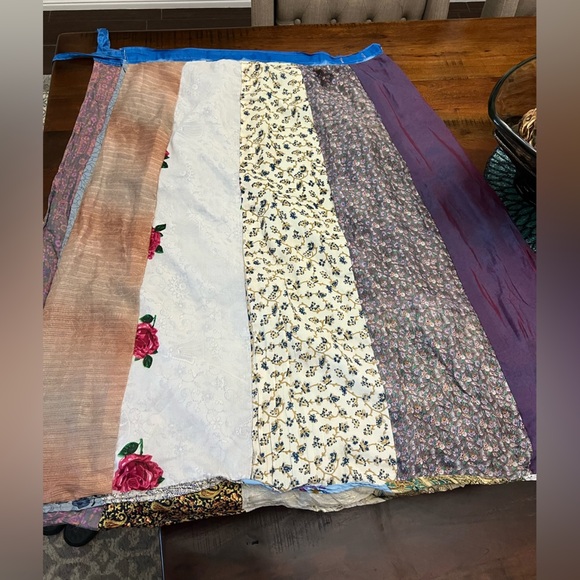 Boho Patchwork Reversible Wrap Skirt โ 100% Rayon โ Made in India - Picture 9 of 13
